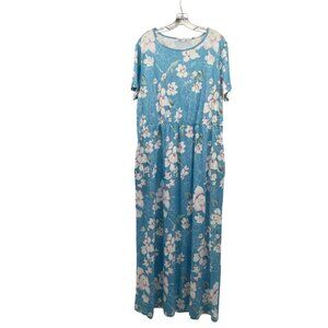 Kancystore Womens Floral Maxi Dress Short Sleeve Pullover Size 2XL